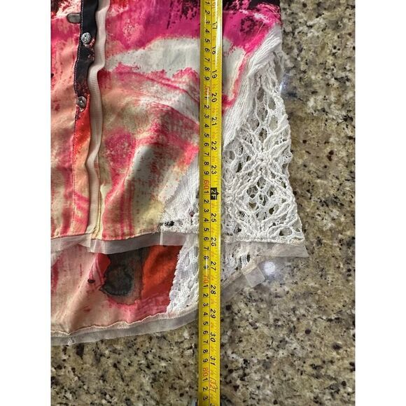 Gimmicks by BKE Art Deco Watercolor Chiffon Lace Tunic Women’s Size Small - Picture 6 of 16